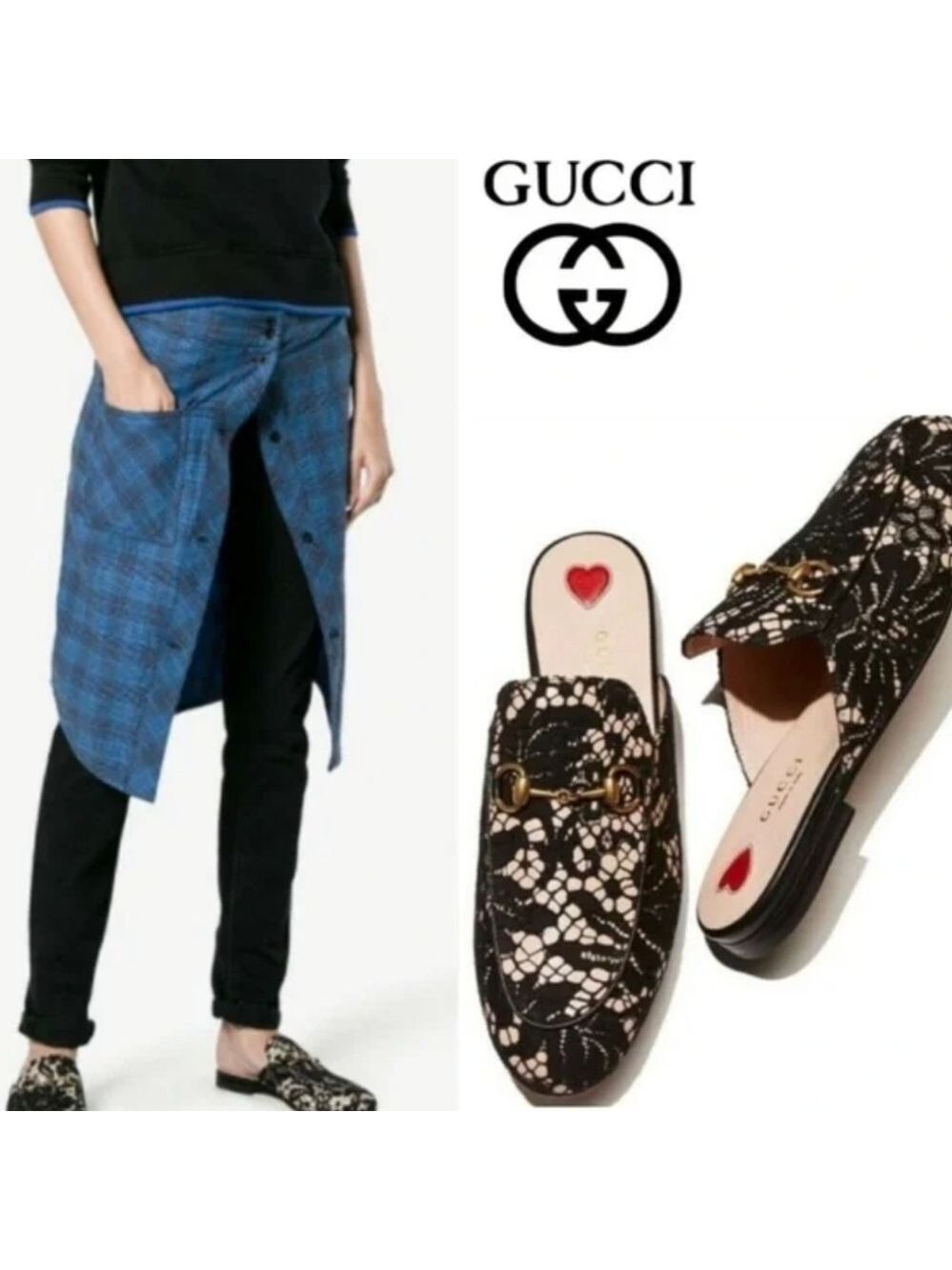 Gucci Princetown Black Lace Mules - Picture 2 of 12